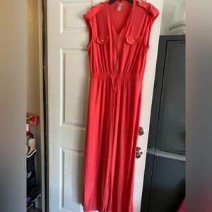Sleeveless Red Maxi jumpsuit
